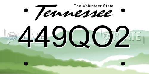 449QO2 Tennessee License Plate