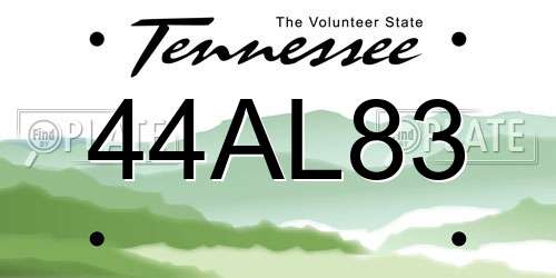44AL83 Tennessee License Plate