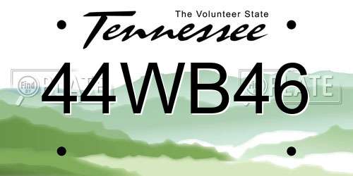 44WB46 Tennessee License Plate
