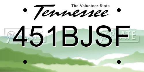 451BJSF Tennessee License Plate