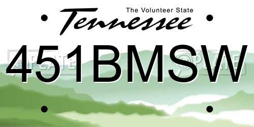 451BMSW Tennessee License Plate