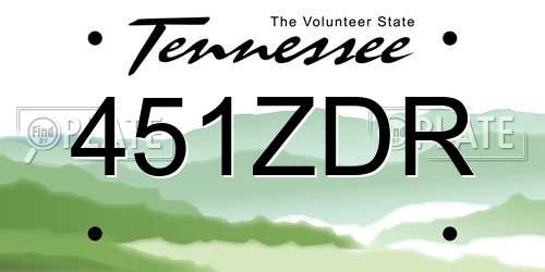451ZDR Tennessee License Plate