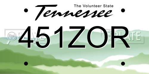 451ZOR Tennessee License Plate