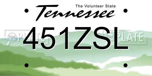 451ZSL Tennessee License Plate