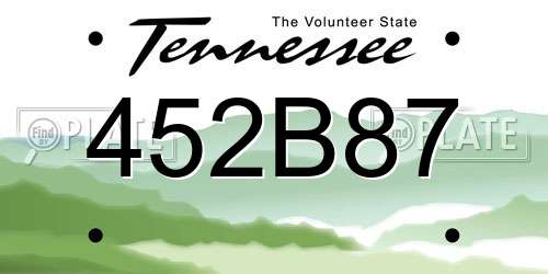 452B87 Tennessee License Plate