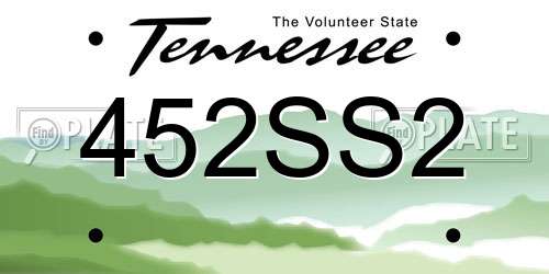 452SS2 Tennessee License Plate