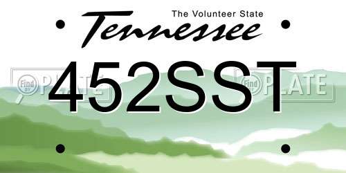 452SST Tennessee License Plate