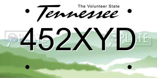 452XYD Tennessee License Plate