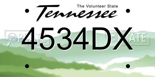 4534DX Tennessee License Plate