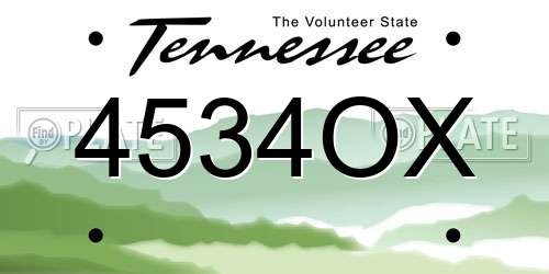 4534OX Tennessee License Plate
