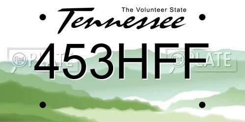 453HFF Tennessee License Plate