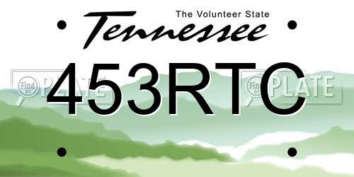 453RTC Tennessee License Plate