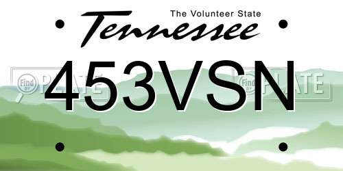 453VSN Tennessee License Plate