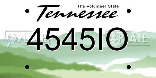 4545IO Tennessee License Plate