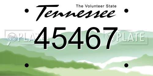 45467 Tennessee License Plate