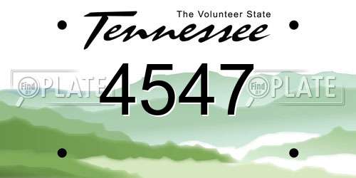 4547 Tennessee License Plate