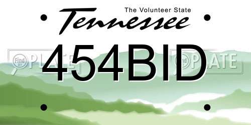 454BID Tennessee License Plate