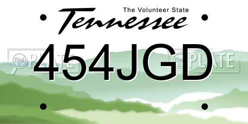454JGD Tennessee License Plate