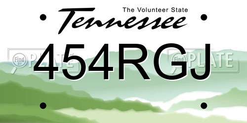 454RGJ Tennessee License Plate