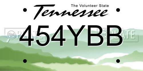 454YBB Tennessee License Plate