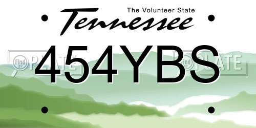 454YBS Tennessee License Plate