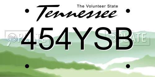 454YSB Tennessee License Plate