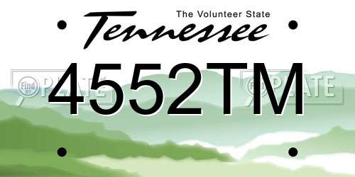 4552TM Tennessee License Plate