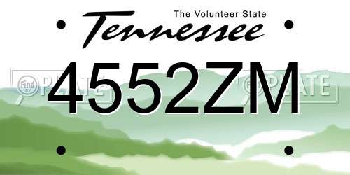 4552ZM Tennessee License Plate