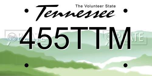 455TTM Tennessee License Plate