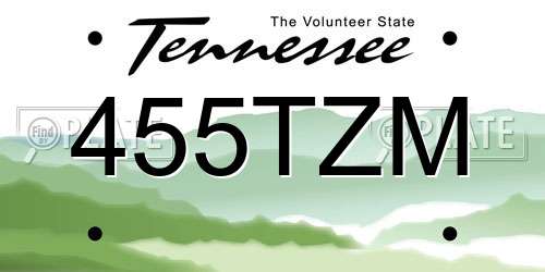 455TZM Tennessee License Plate