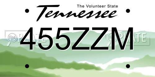 455ZZM Tennessee License Plate