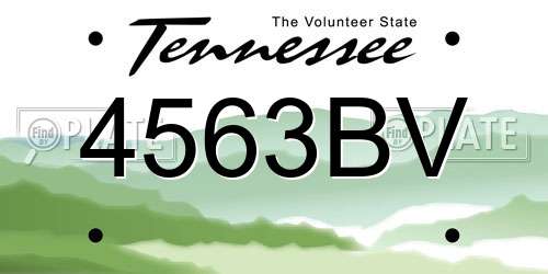 4563BV Tennessee License Plate