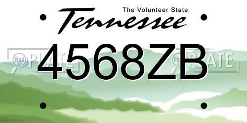 4568ZB Tennessee License Plate