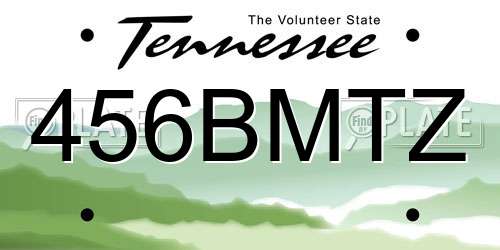 456BMTZ Tennessee License Plate