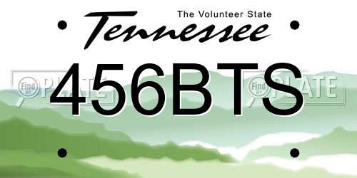 456BTS Tennessee License Plate