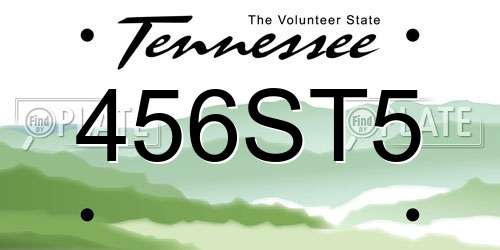 456ST5 Tennessee License Plate