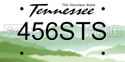 456STS Tennessee License Plate