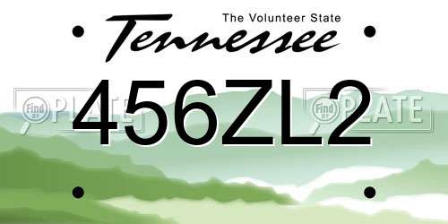 456ZL2 Tennessee License Plate