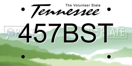 457BST Tennessee License Plate
