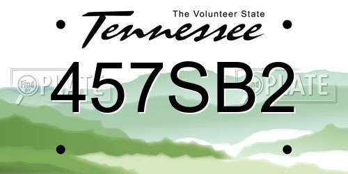 457SB2 Tennessee License Plate