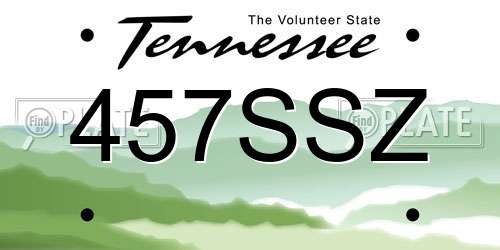 457SSZ Tennessee License Plate