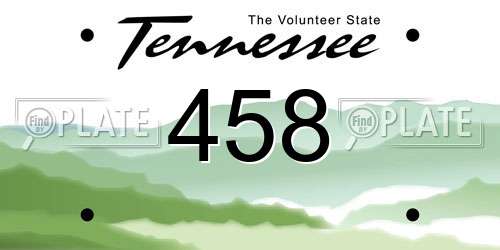 458 Tennessee License Plate