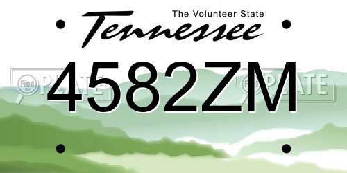 4582ZM Tennessee License Plate