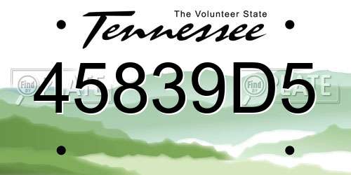 45839D5 Tennessee License Plate