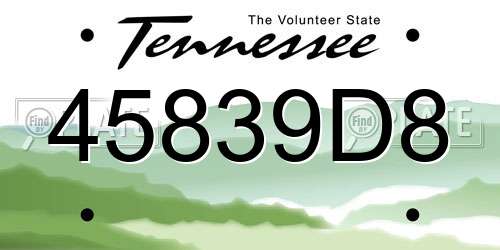 45839D8 Tennessee License Plate