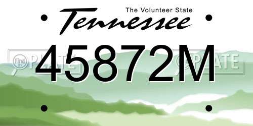45872M Tennessee License Plate