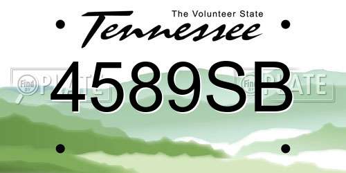 4589SB Tennessee License Plate