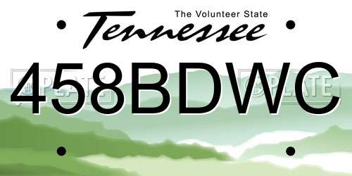 458BDWC Tennessee License Plate
