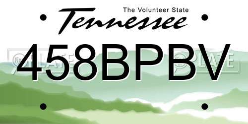 458BPBV Tennessee License Plate