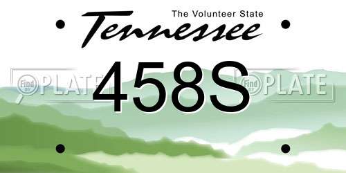 458S Tennessee License Plate